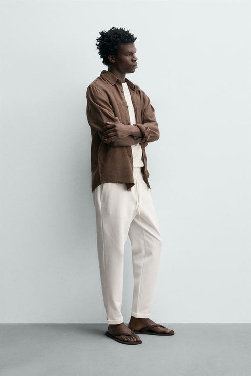ZARA COMFORT JOGGER WAIST TROUSER - WHITE