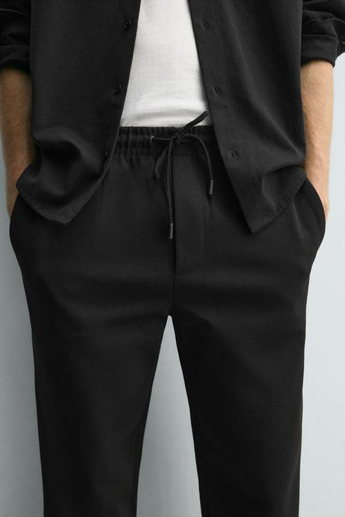 ZARA COMFORT JOGGER WAIST TROUSER - BLACK