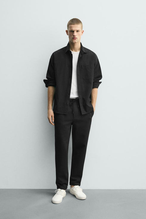 ZARA COMFORT JOGGER WAIST TROUSER - BLACK