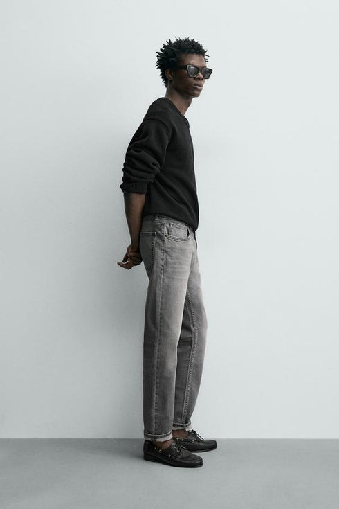 ZARA BASIC SLIM FIT WASHED GREY DENIM JEANS