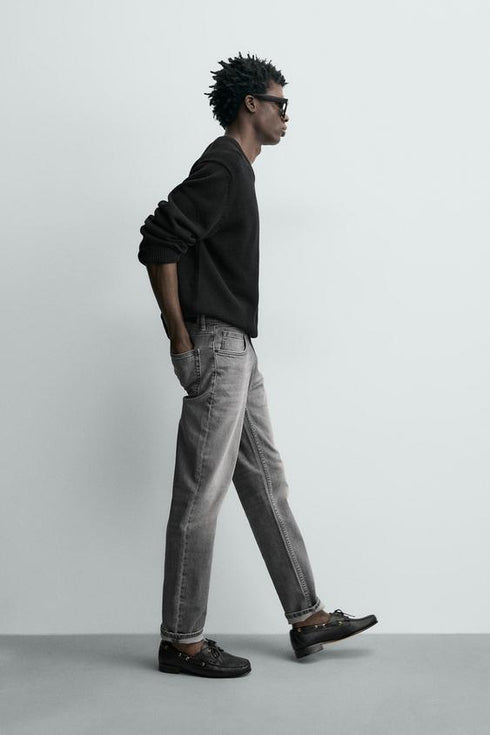 ZARA BASIC SLIM FIT WASHED GREY DENIM JEANS