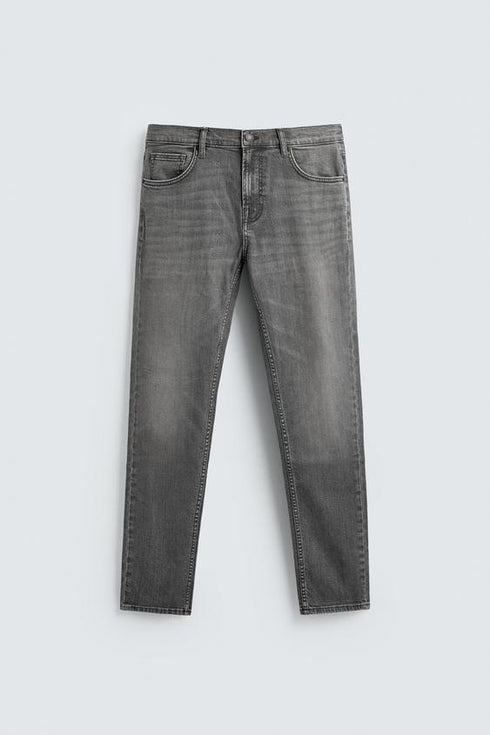 ZARA BASIC SLIM FIT WASHED GREY DENIM JEANS