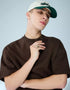 BERSHKA RELAXED FIT ESSENTIAL T-SHIRT - BROWN