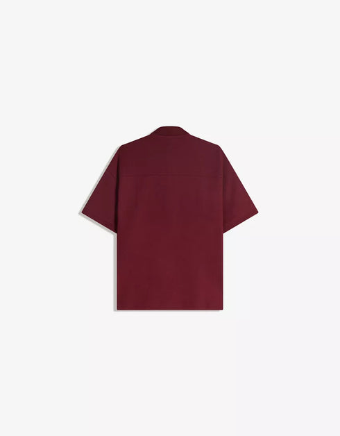 BERSHKA ESSENTIAL RELAXED POLO SHIRT - MAROON