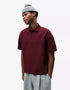 BERSHKA ESSENTIAL RELAXED POLO SHIRT - MAROON