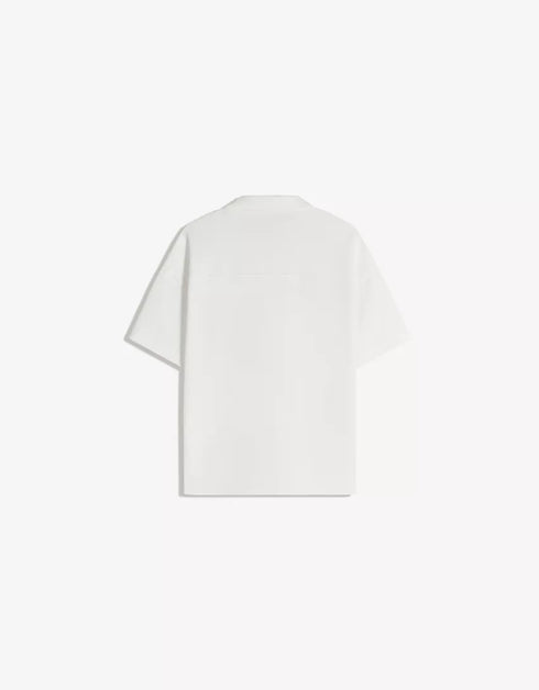 BERSHKA ESSENTIAL RELAXED POLO SHIRT - WHITE