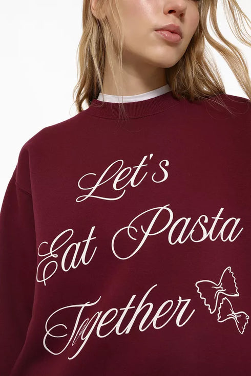 LEFTIE'S LET'S EAT PRINTED SWEATSHIRT - MAROON