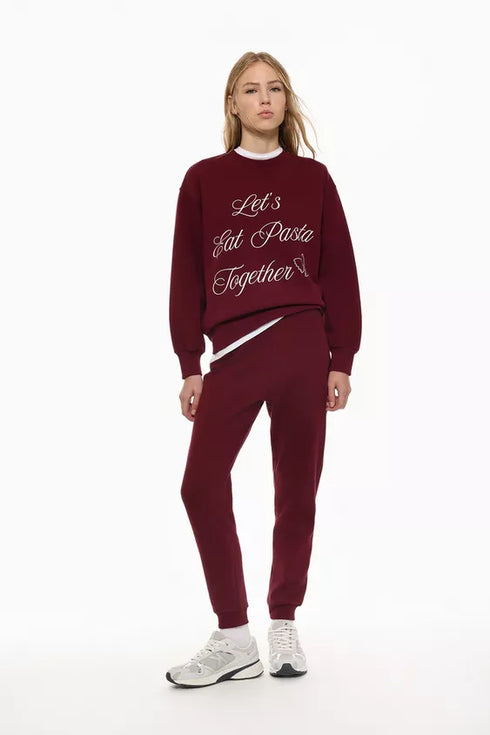 LEFTIE'S LET'S EAT PRINTED SWEATSHIRT - MAROON