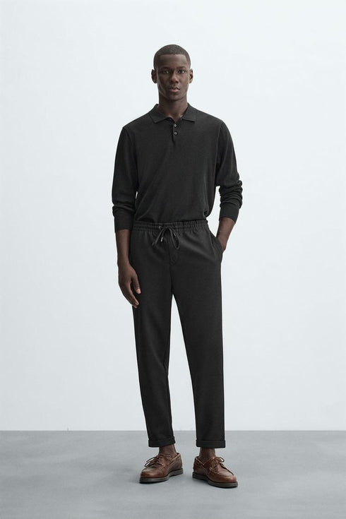 ZARA TEXTURE JOGGEER TROUSER - BLACK