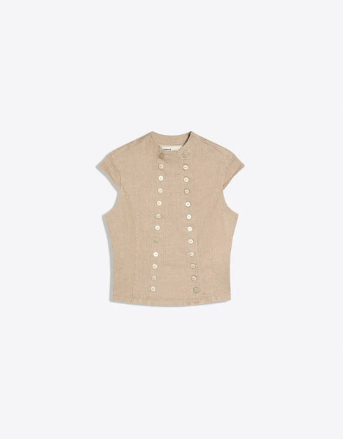 BERSHKA TAILORED DENIM BUTTON TOP