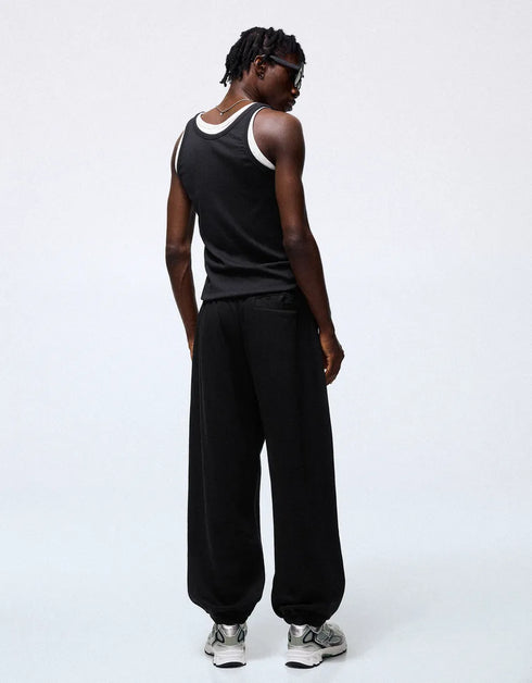 BERSHKA BASIC BAGGY FIT JOGGER - BLACK