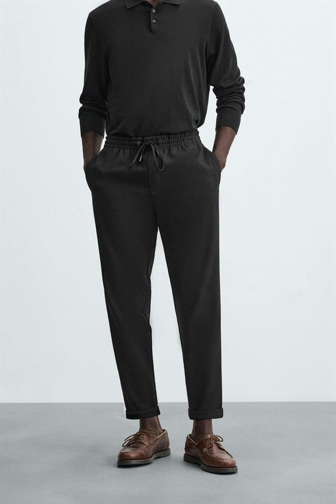 ZARA TEXTURE JOGGEER TROUSER - BLACK