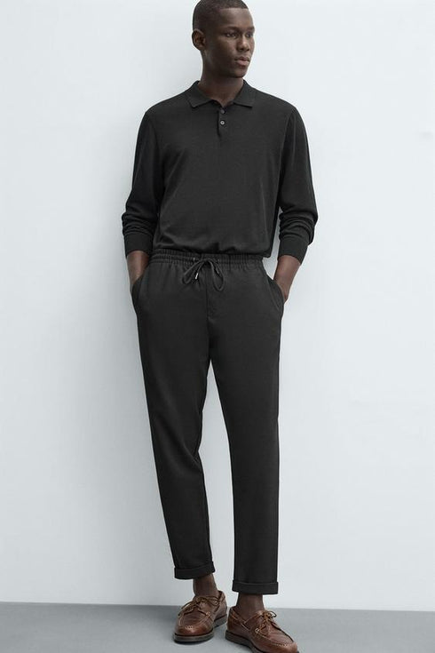 ZARA TEXTURE JOGGEER TROUSER - BLACK