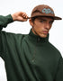BERSHKA DARK GREEN OVERSIZED QUARTER ZIP SWEATSHIRT