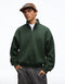 BERSHKA DARK GREEN OVERSIZED QUARTER ZIP SWEATSHIRT