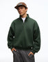 BERSHKA DARK GREEN OVERSIZED QUARTER ZIP SWEATSHIRT