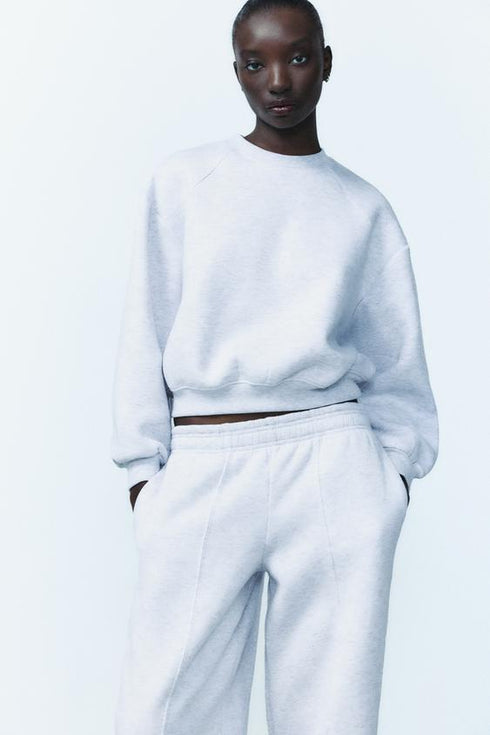 ZARA BASIC PLUSH SWEATSHIRT - GREY