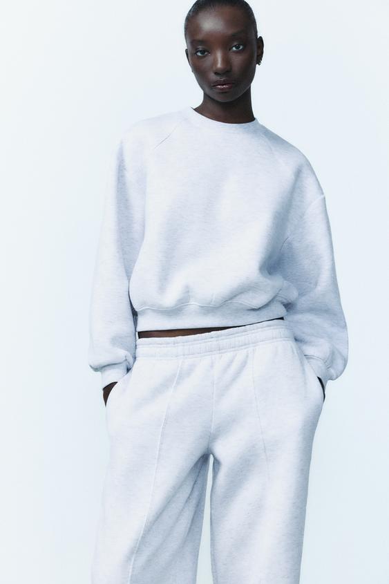 ZARA BASIC PLUSH SWEATSHIRT - GREY