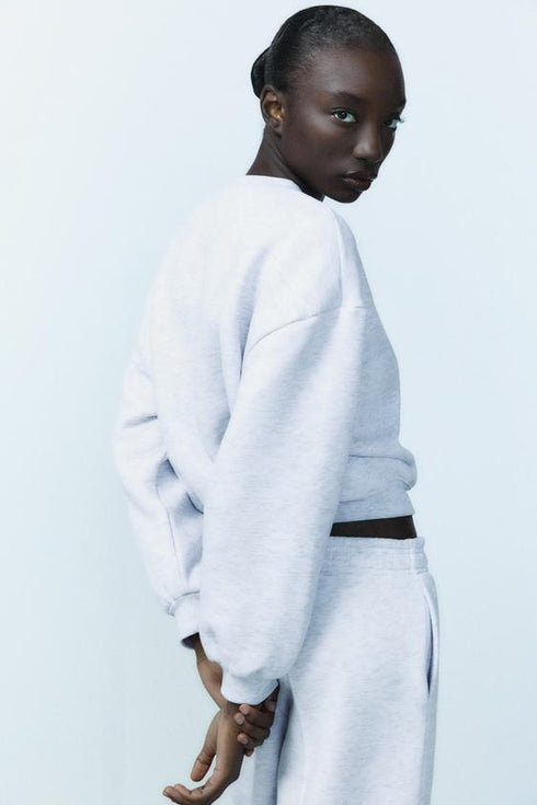 ZARA BASIC PLUSH SWEATSHIRT - GREY