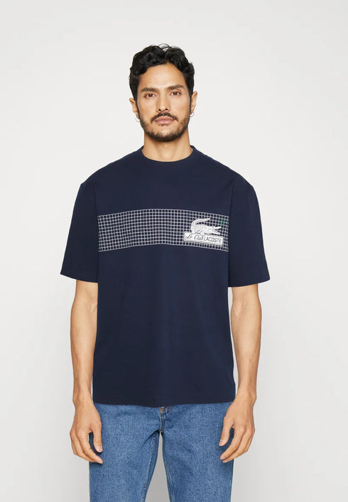 LACOSTE MEN'S OVERSIZED FIT TENNIS PRINT T-SHIRT