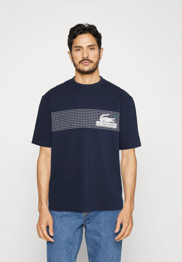LACOSTE MEN'S OVERSIZED FIT TENNIS PRINT T-SHIRT