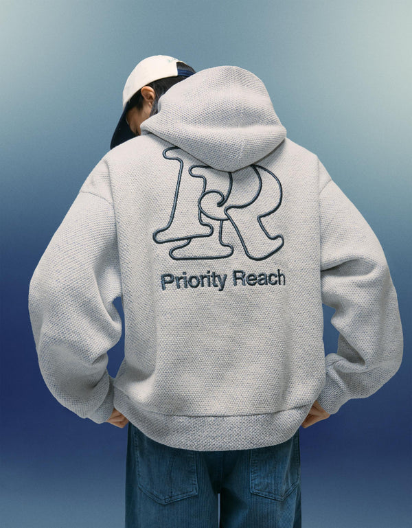 BERSHKA BOXY-FIT EMBROIDERED HOODIE