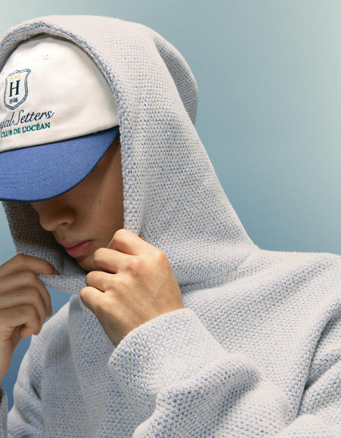 BERSHKA BOXY-FIT EMBROIDERED HOODIE