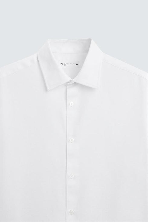 ZARA BASIC TEXTURED SHIRT - WHITE