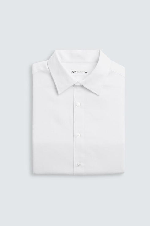 ZARA BASIC TEXTURED SHIRT - WHITE