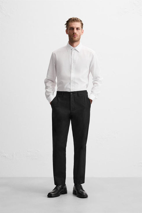 ZARA BASIC TEXTURED SHIRT - WHITE