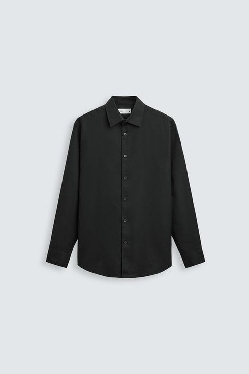 ZARA BASIC TEXTURED SHIRT - BLACK