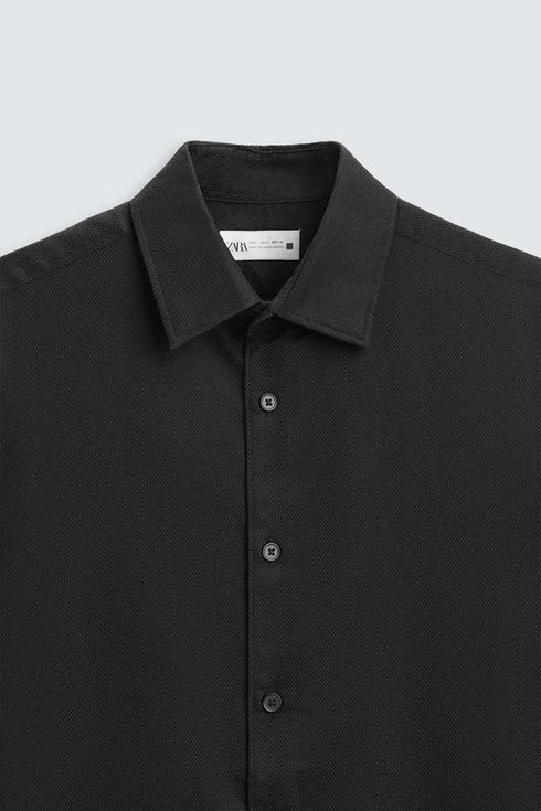 ZARA BASIC TEXTURED SHIRT - BLACK