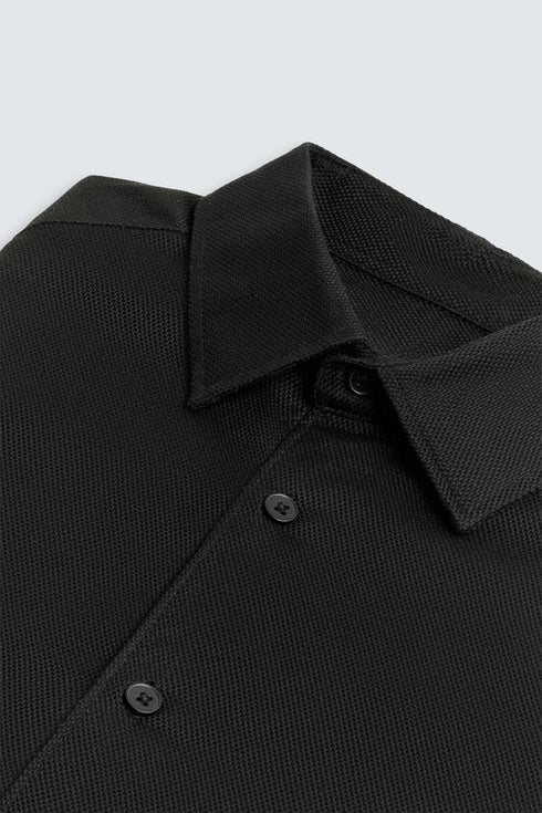 ZARA BASIC TEXTURED SHIRT - BLACK