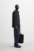 ZARA BASIC TEXTURED SHIRT - BLACK