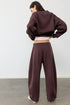 PULL&BEAR ROUND NECK OVERSIZED SWEATSHIRT - BROWN