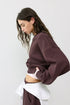 PULL&BEAR ROUND NECK OVERSIZED SWEATSHIRT - BROWN