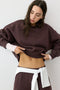 PULL&BEAR ROUND NECK OVERSIZED SWEATSHIRT - BROWN