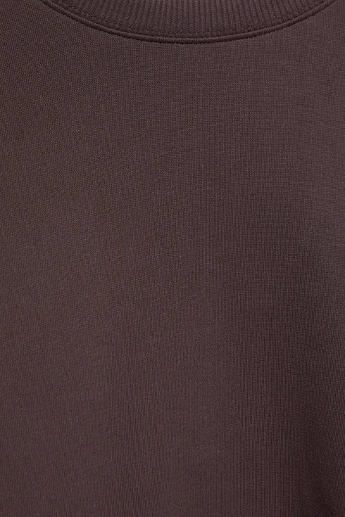 PULL&BEAR ROUND NECK OVERSIZED SWEATSHIRT - BROWN