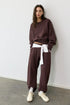 PULL&BEAR ROUND NECK OVERSIZED SWEATSHIRT - BROWN