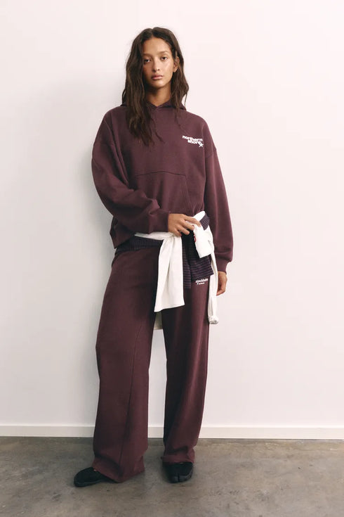 PULL&BEAR STAR GRAPHIC HOODIE - MAROON
