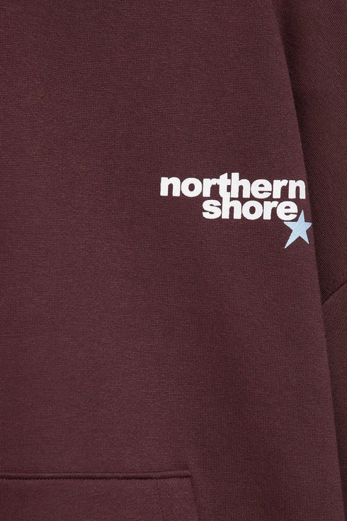 PULL&BEAR STAR GRAPHIC HOODIE - MAROON