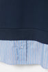 PULL&BEAR HOODIE WITH ATTACHED STRIPED SHIRT DETAIL - NAVY