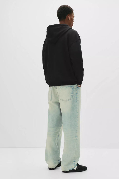 PULL&BEAR OVERSIZE ZIP UP HOODIE - BLACK