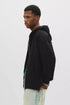 PULL&BEAR OVERSIZE ZIP UP HOODIE - BLACK