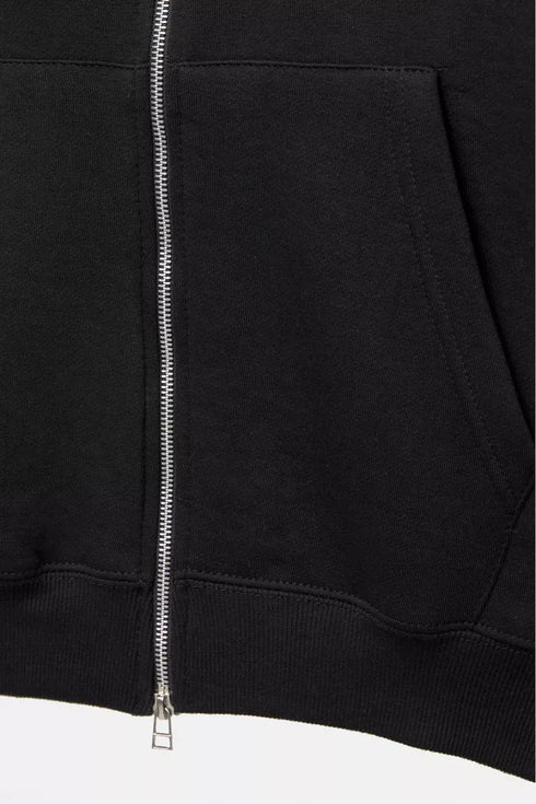 PULL&BEAR OVERSIZE ZIP UP HOODIE - BLACK