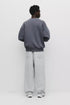PULL&BEAR BASIC OVERSIZE ROUND NECK SWEATSHIRT - GREY BLUE