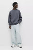 PULL&BEAR BASIC OVERSIZE ROUND NECK SWEATSHIRT - GREY BLUE