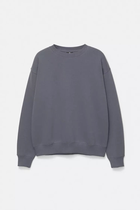 PULL&BEAR BASIC OVERSIZE ROUND NECK SWEATSHIRT - GREY BLUE