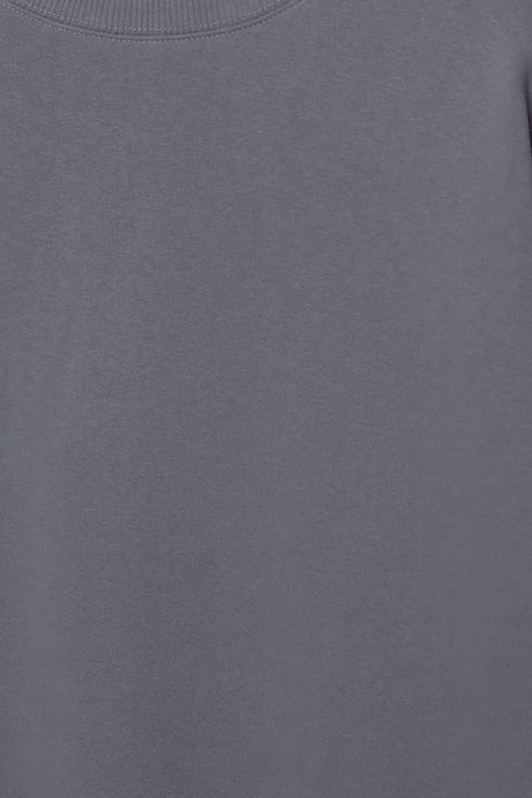PULL&BEAR BASIC OVERSIZE ROUND NECK SWEATSHIRT - GREY BLUE