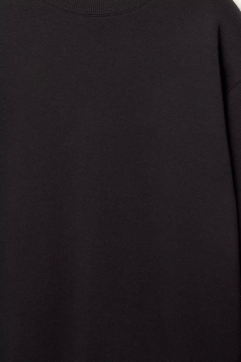 PULL&BEAR BASIC OVERSIZE ROUND NECK SWEATSHIRT - BLACK